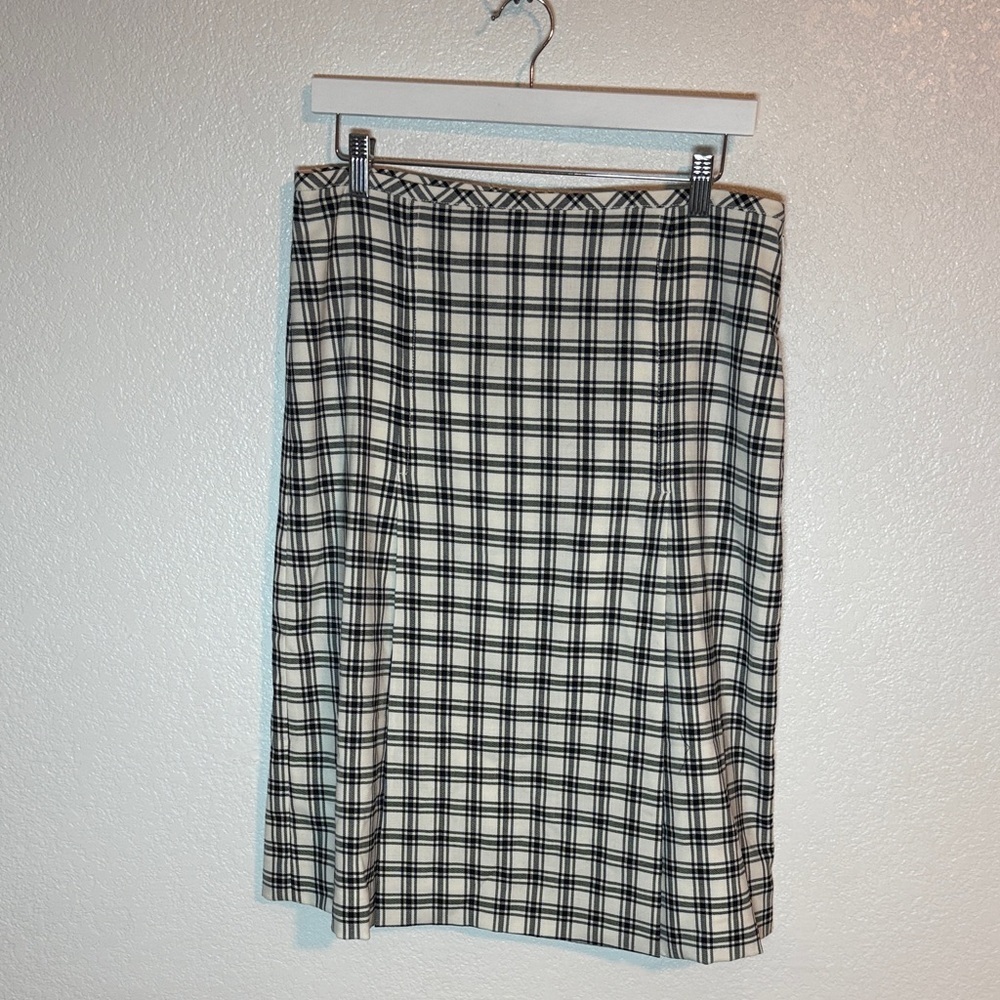 J. Crew Nova Fides Italian Wool Plaid Midi Skirt Size 12 Preppy Classic